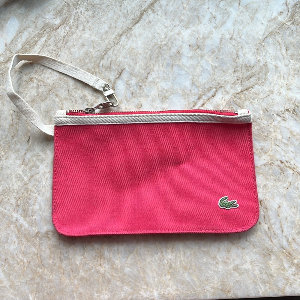 Lacoste zipper handheld bag, wristlet.